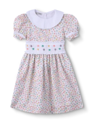 VESTIDO INFANTIL FLORAL PASTEL PALA BORDADA