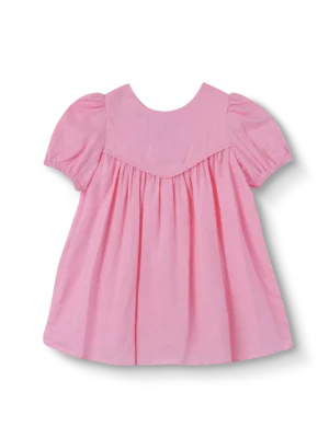 VESTIDO BEBÊ LAÇO BORDADO LINHO ROSA