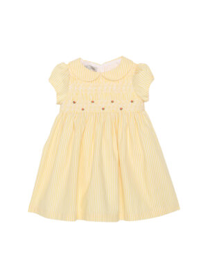 VESTIDO BEBÊ CASINHA ABELHA LISTRADO AMARELO