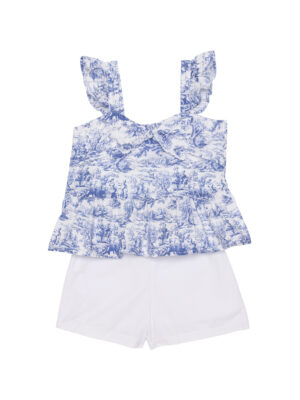CONJUNTO INFANTIL BLUSA LAÇO TOILE AZUL