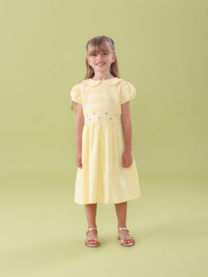 VESTIDO INFANTIL CASINHA ABELHA LISTRADO AMARELO