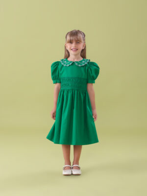 VESTIDO INFANTIL PALA CASINHA ABELHA VERDE